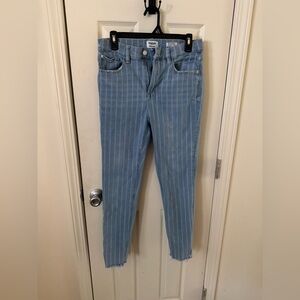 Kensie High Rise Skinny Jeans Women’s 10/30 Blue Striped Raw Hem